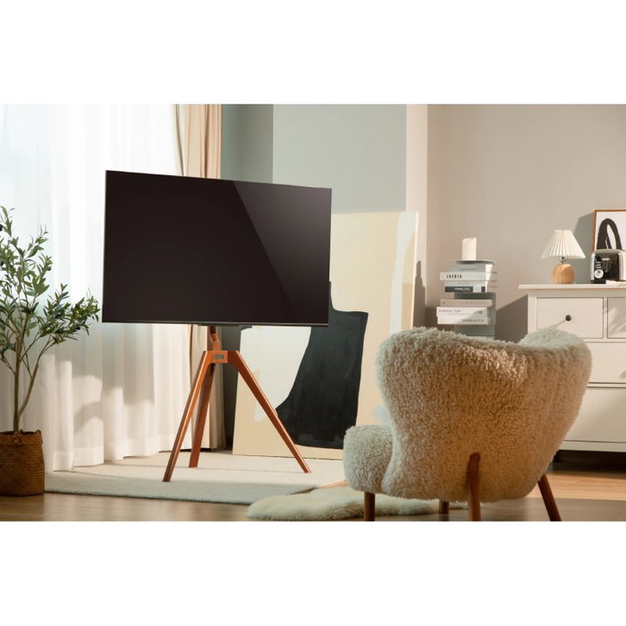 Fonestar Soporte TV Suelo Orientable STS-M5044 para TV 45-65", VESA hasta 400x400, hasta 40kg, Horizontal -45°/+45°, Madera Negro/Nogal